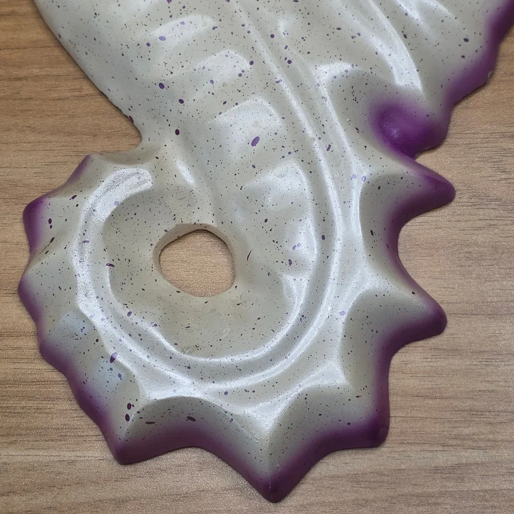 Vintage 3 Seahorse MCM Chalkware Wall Decorations Cream and Purple Beach House